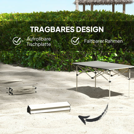 Table de camping table pliante avec plateau enroulable Table de jardin à cadre en X en aluminium table d'appoint légère pour 2 personnes table pliante pour jardin balcon camping 95 x 55 cm kaki |