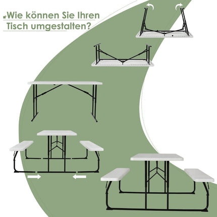 Ensemble de table de camping table de pique-nique pliante avec bancs blanc