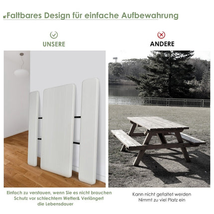 Ensemble de table de camping table de pique-nique pliante avec bancs blanc