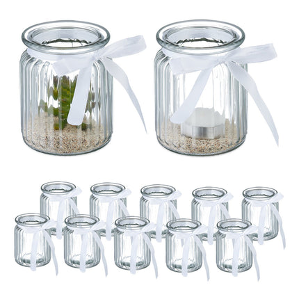 Lot de 12 bougeoirs avec nœuds décoratifs