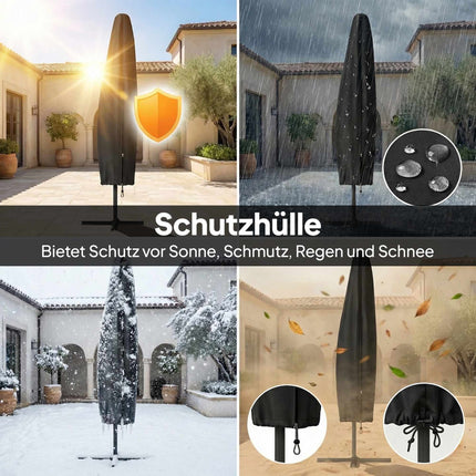 Ampelschirm, 3x3m, Solar-LED, UV-beständig