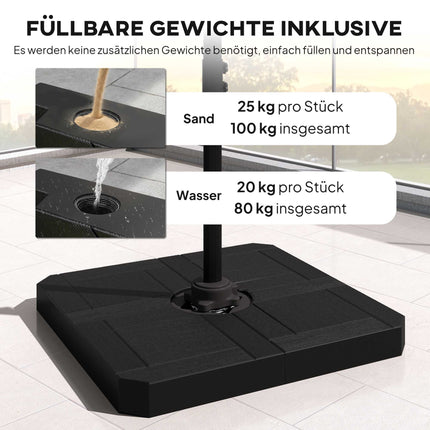 Ampelschirm mit beschwerten Standfüßen, UPF50+ Polyester