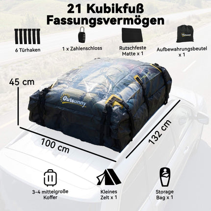 Coffre de toit pour voiture, 21 pieds cubes, étanche avec sangles