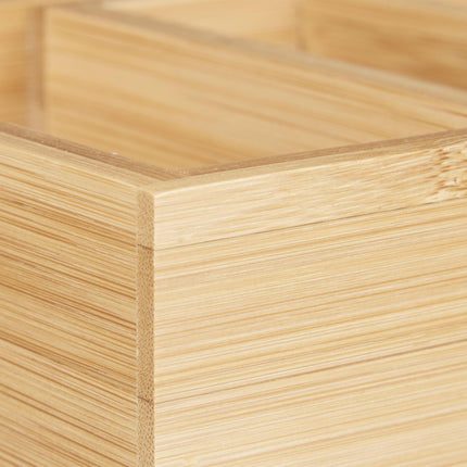 Organiseur de cartes DIN A8 en bambou naturel pour tiroir de bureau, rangement pour stylos et fournitures