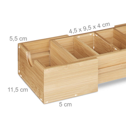 Organiseur de cartes DIN A8 en bambou naturel pour tiroir de bureau, rangement pour stylos et fournitures