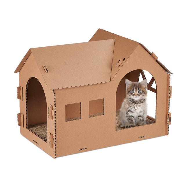 Maison pour chat en carton avec griffoir