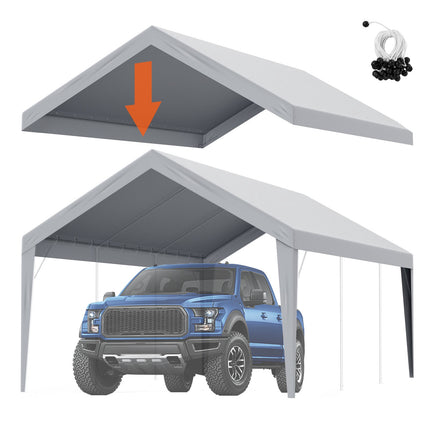 Carport Replacement Canopy Cover 12 x 20 ft, Waterproof Top, Grey