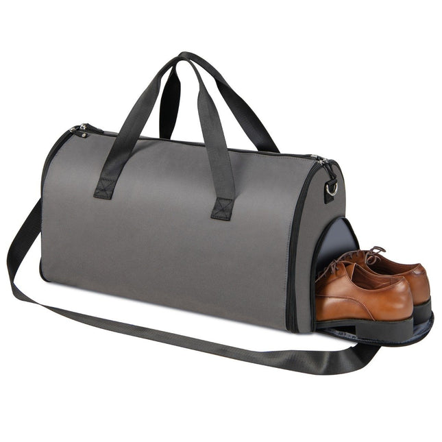 Handgepäcktasche mit Schuhfach und verstellbarem Schultergurt 2-in-1 Hängende Anzug-Reisetasche Dunkelgrau