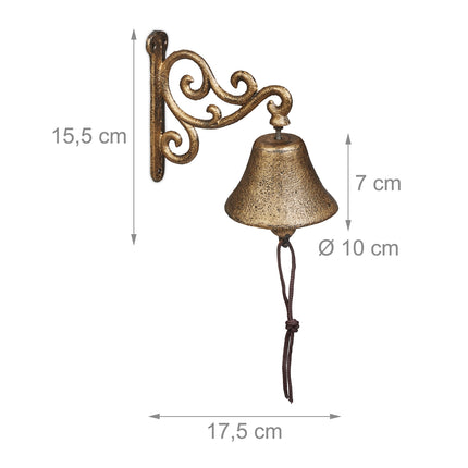 Cloche de porte en fonte, finition dorée