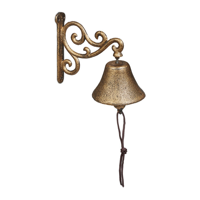 Cloche de porte en fonte, finition dorée