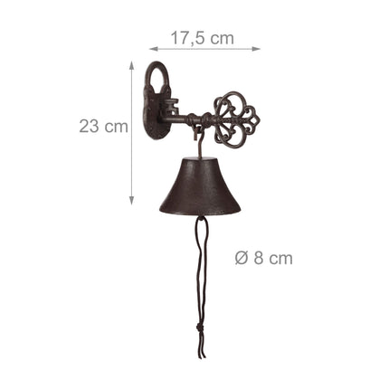 Clé et serrure de sonnette en fonte