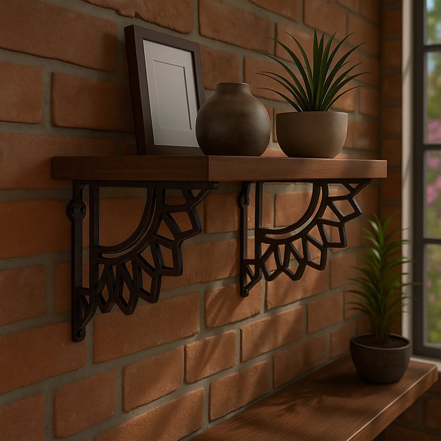 Supports d'étagère Mandala en fonte, lot de 2