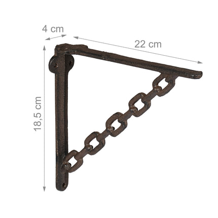 Gusseisen-Regalhalterungen, Kettendesign, 4er-Set