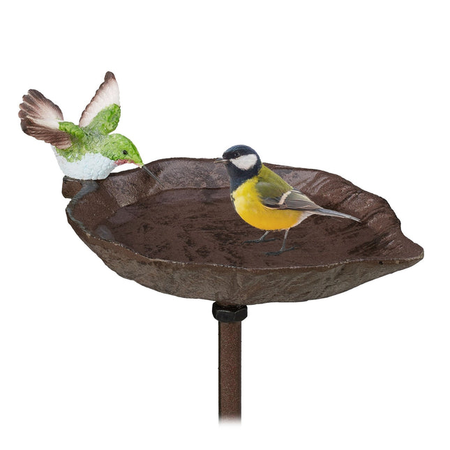 Bain d'oiseaux en fonte avec piquet de sol