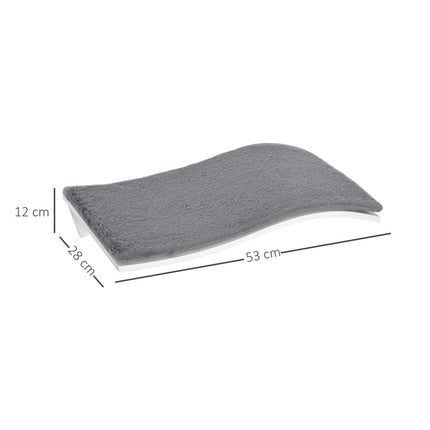 Wandmontiertes Katzenbett mit Plüschkissen, weiß/grau