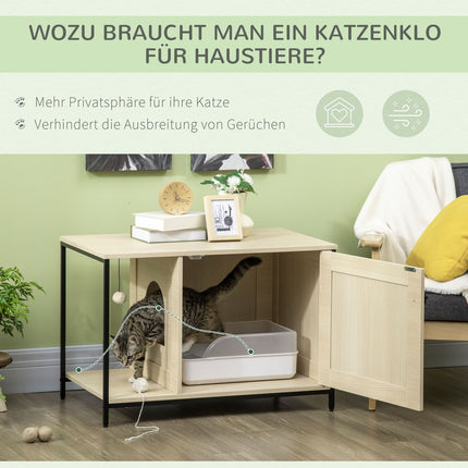 Katzenklo-Schrank, Eiche, Magnettür, Spielball, 86x48x52 cm