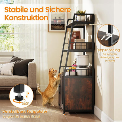 Meuble pour chat avec bibliothèque, station de charge, griffoir et entrée, 80 x 40 x 132 cm, marron