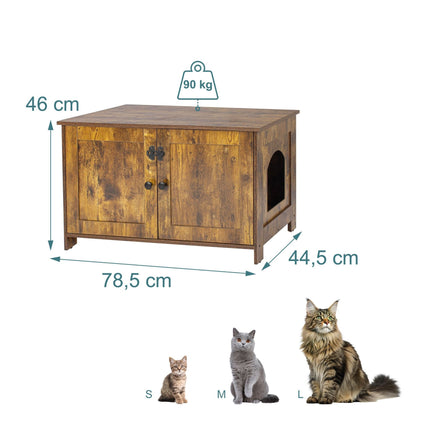 Meuble pour chat avec cachette pour bac à litière et ventilation