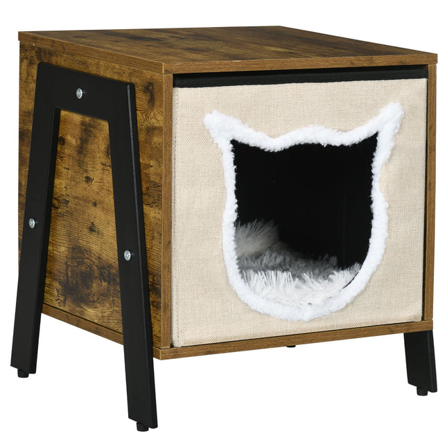Cat cave with cushion and base, fits cats up to 5 kg, rustic brown