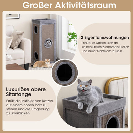 Katzenbaum mit 4 Ebenen, 99 cm, Sisalkratzstämmen