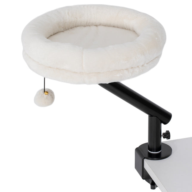 Lit pour chat rotatif à 360°, hauteur réglable, couleur crème