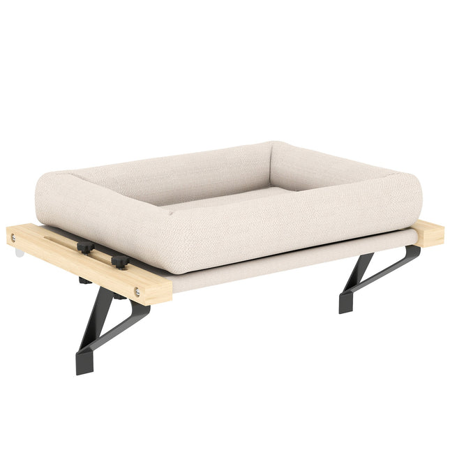 Maison pour chat pour rebords de fenêtre et radiateurs, coussin, cadre en bois