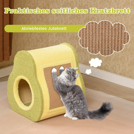 Maison pour chat avec griffoir en jute et toit en forme de montagne