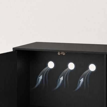 Cat Litter Box Cabinet with 2 Push-to-Open Doors, 50 x 80 x 50 cm, Black