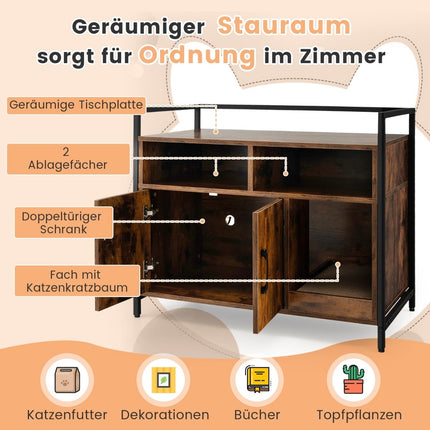 Katzenklo-Schrank mit Doppeltüren & Kratzmatte