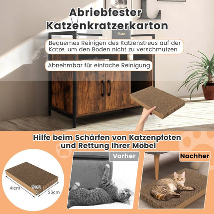Katzenklo-Schrank mit Doppeltüren & Kratzmatte