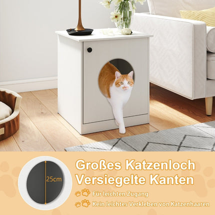 Bac à litière pour chat avec grande entrée, blanc, 51 x 47 x 57 cm
