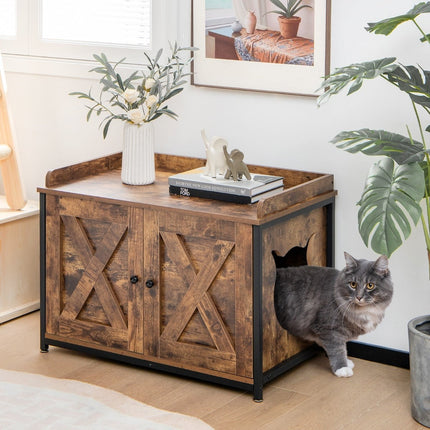 Katzentoilette mit verstellbaren Füßen, Braun