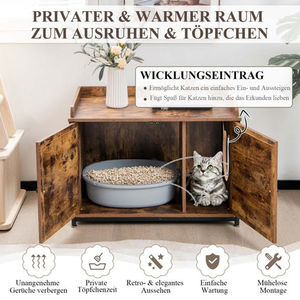 Katzentoilette mit verstellbaren Füßen, Braun
