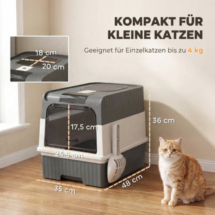 Bac à litière pour chat avec couvercle, tiroir et sortie par le haut, 48 L