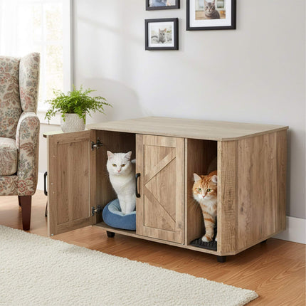 Armoire à litière pour chat - Discrète, spacieuse et multifonctionnelle