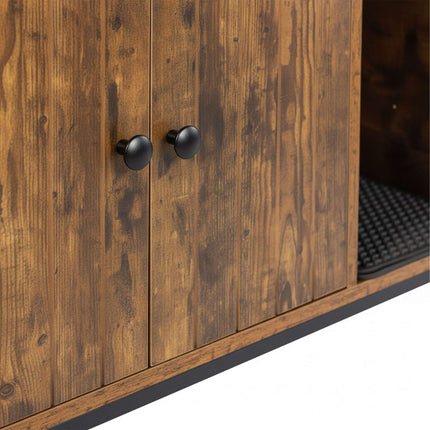 Katzenkloschrank – Holzoptik, Metallrahmen, zweitüriges Design
