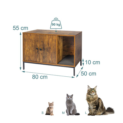 Katzenkloschrank – Holzoptik, Metallrahmen, zweitüriges Design