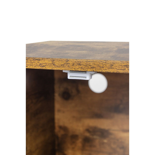 Meuble à litière pour chat - Effet bois, structure en métal, modèle à 2 portes