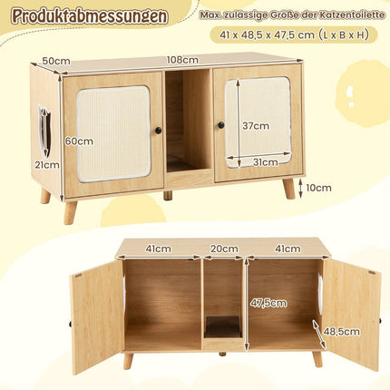Katzentoilette mit 2 Türen, Doppelkammer-Design