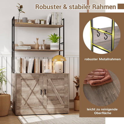 Katzenkloschrank mit Bücherregal, Grau, Multifunktional