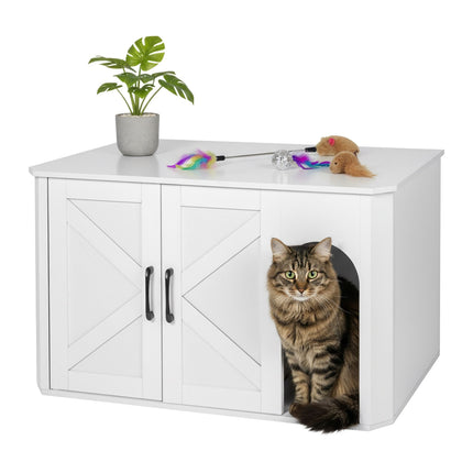 Meuble à litière pour chat avec tapis - Effet bois, multi-usage