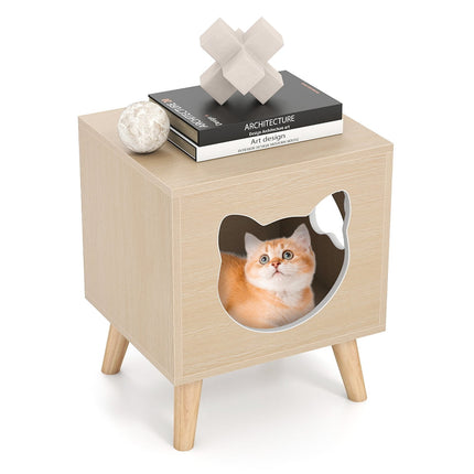 Armoire à litière pour chat avec couvercle amovible et fenêtre d'entrée