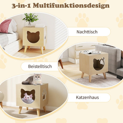 Armoire à litière pour chat avec couvercle amovible et fenêtre d'entrée
