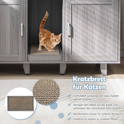 Katzenklo-Schrank mit Kratzmatte & Doppeltüren, Grau