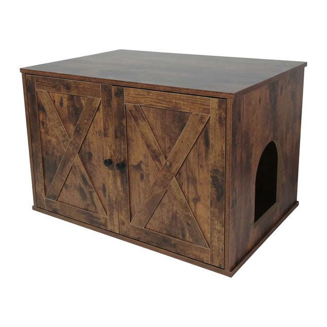 Katzenstreu-Schrank mit Seiteneingang und Trennwand