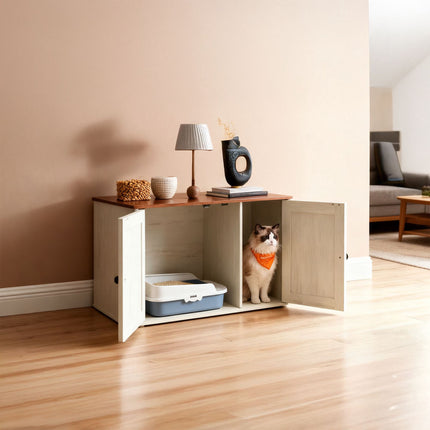 Katzentoilettenschrank mit seitlichem Eingang und Trennwand