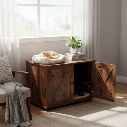 Armoire à litière pour chat avec entrée latérale et séparateur