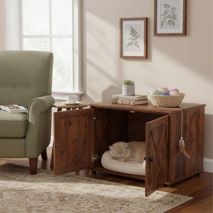Armoire à litière pour chat avec entrée latérale et séparateur