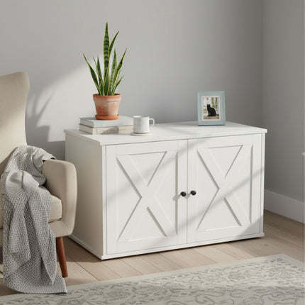 Armoire à litière pour chat avec entrée latérale et séparateur