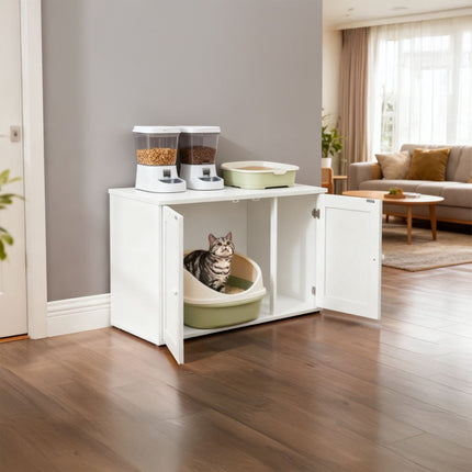 Armoire à litière pour chat avec entrée latérale et séparateur